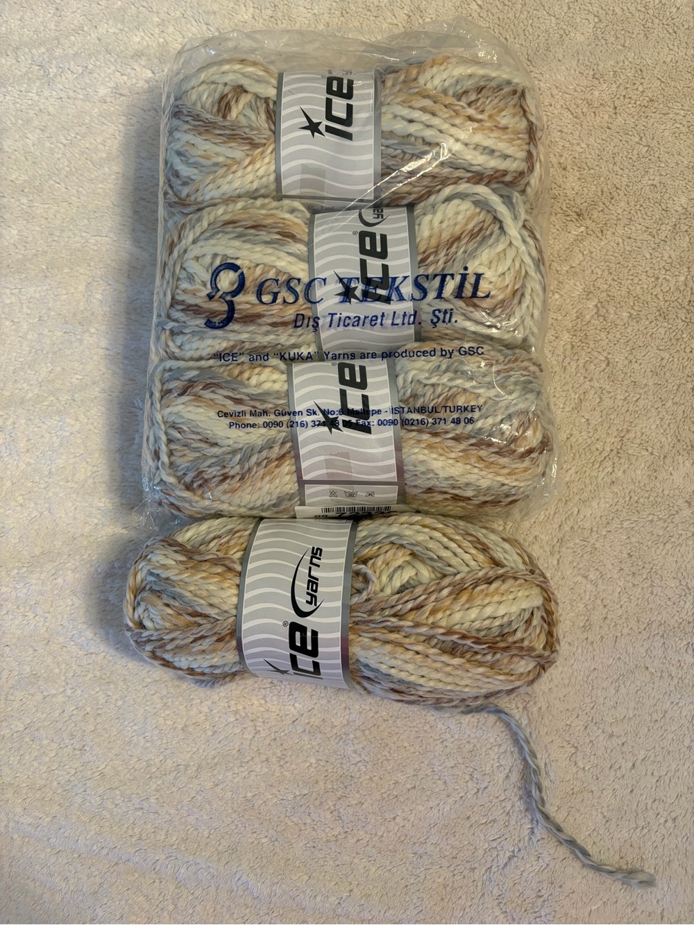 Yarn!!! Multicolor Cream & Tan Bulky Yarn - Pack of 4